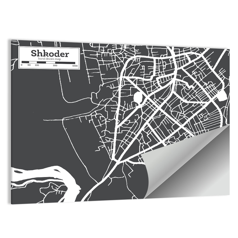 Shkoder City Map Albania Wall Art