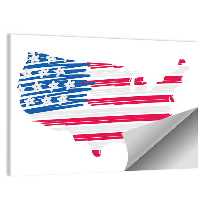 United States Flag Map Wall Art as a poster print