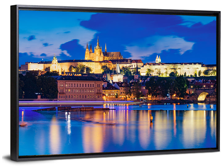 Prague Castle Night Reflection Wall Art