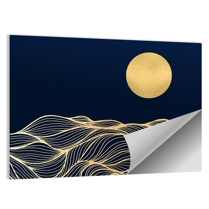 Gold Moon Minimal Seascape Wall Art as a poster print