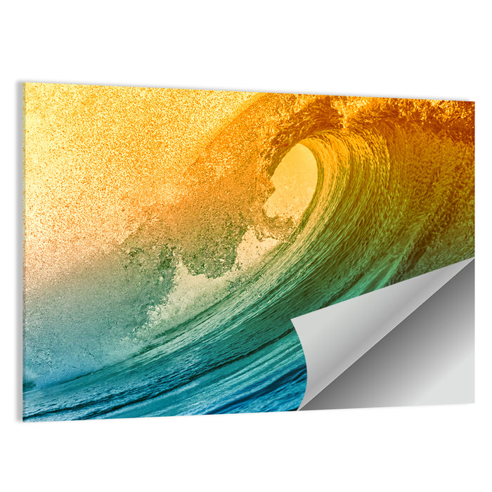 Barrel Wave at Sunset Wall Art as a poster print