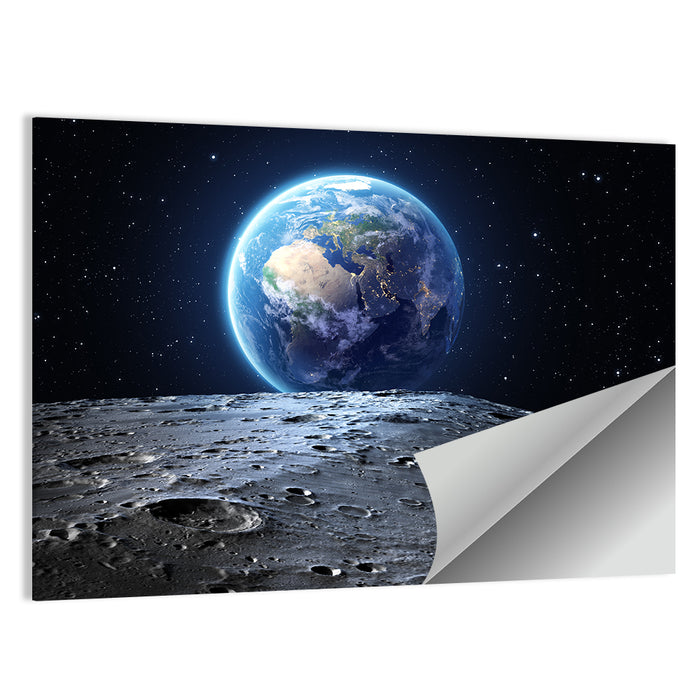 Blue Earth from the Moon Wall Art as a poster print
