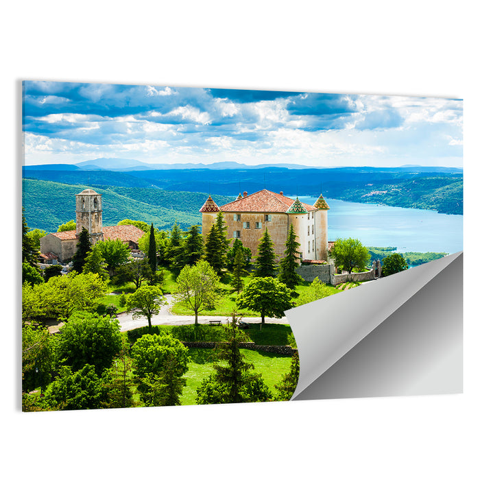 Château D'esparron and Village Church Wall Art as a poster print