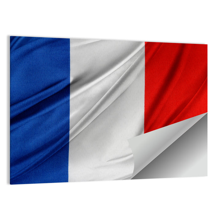 French Flag Tricolor with Folded Texture Wall Art as a poster print