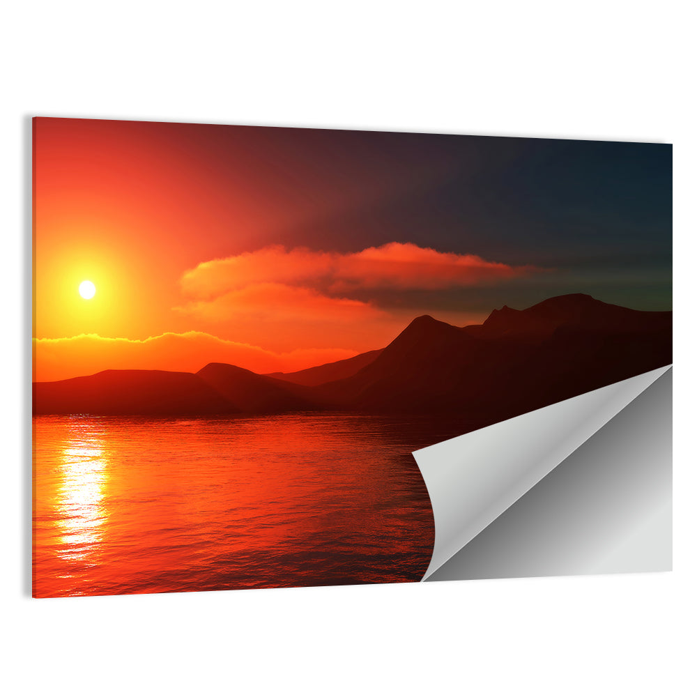Sunset Reflection Over Mountain Lake Wall Art