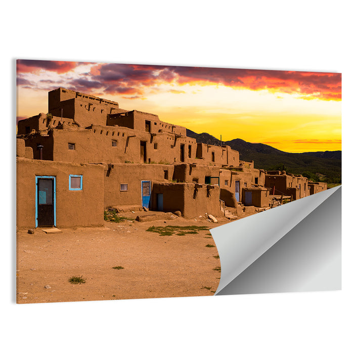 Taos Pueblo at Sunset Wall Art as a poster print