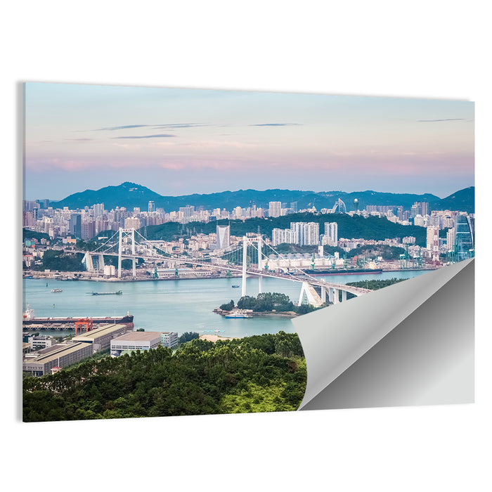 Haicang Suspension Bridge at Dusk Wall Art as a poster print
