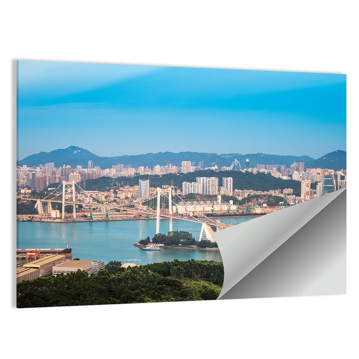 Haicang Suspension Bridge at Dusk Wall Art as a poster print