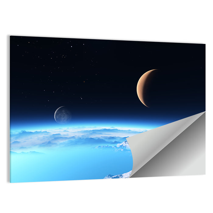 Ice Planet with Crescent Moon Wall Art as a poster print