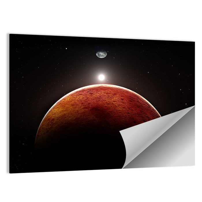 Mars with Moon Wall Art as a poster print
