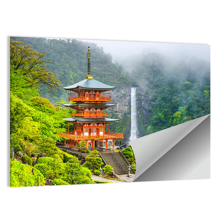 Seiganto-ji Pagoda at Nachi Falls Wall Art as a poster print