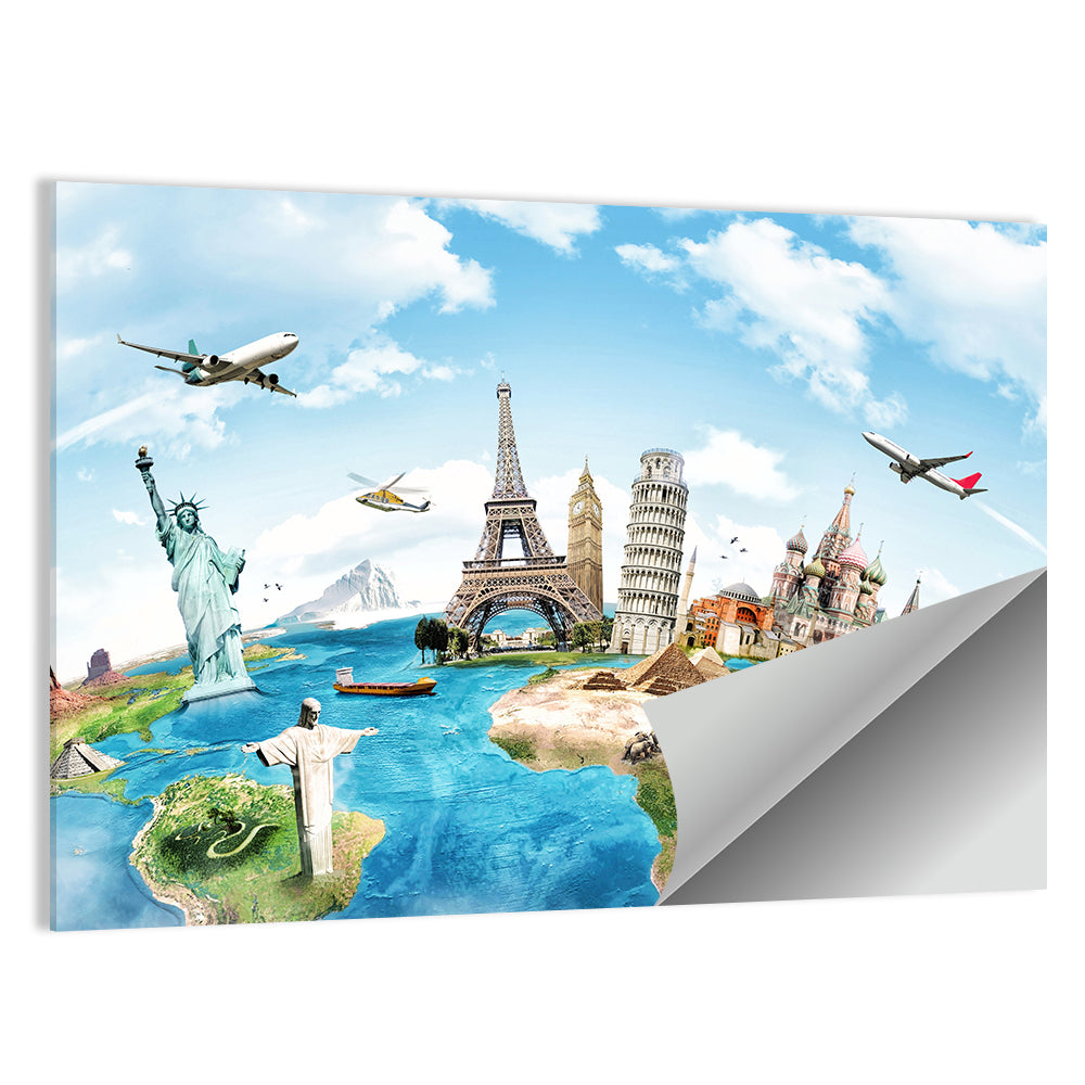 World Monuments Map Wall Art