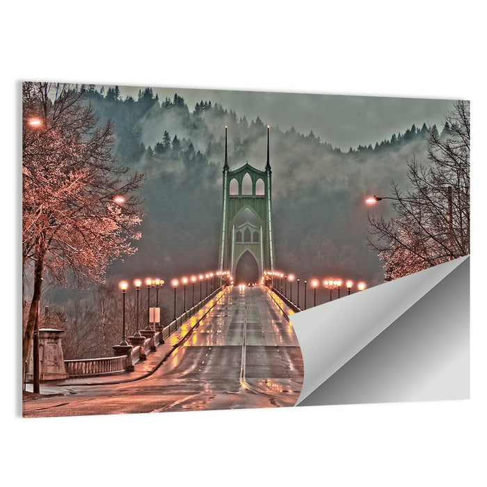 St. Johns Bridge at Dusk Wall Art as a poster print