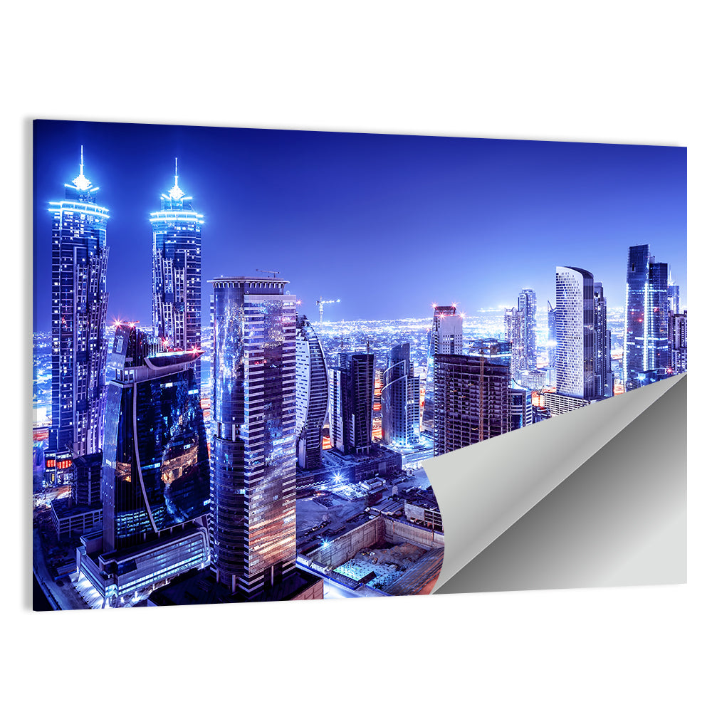 Downtown Dubai Night Skyline Wall Art