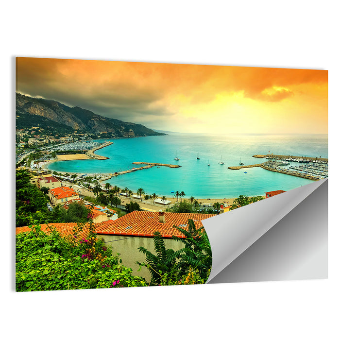 Azur Coast Golden Hour Bay Wall Art as a poster print