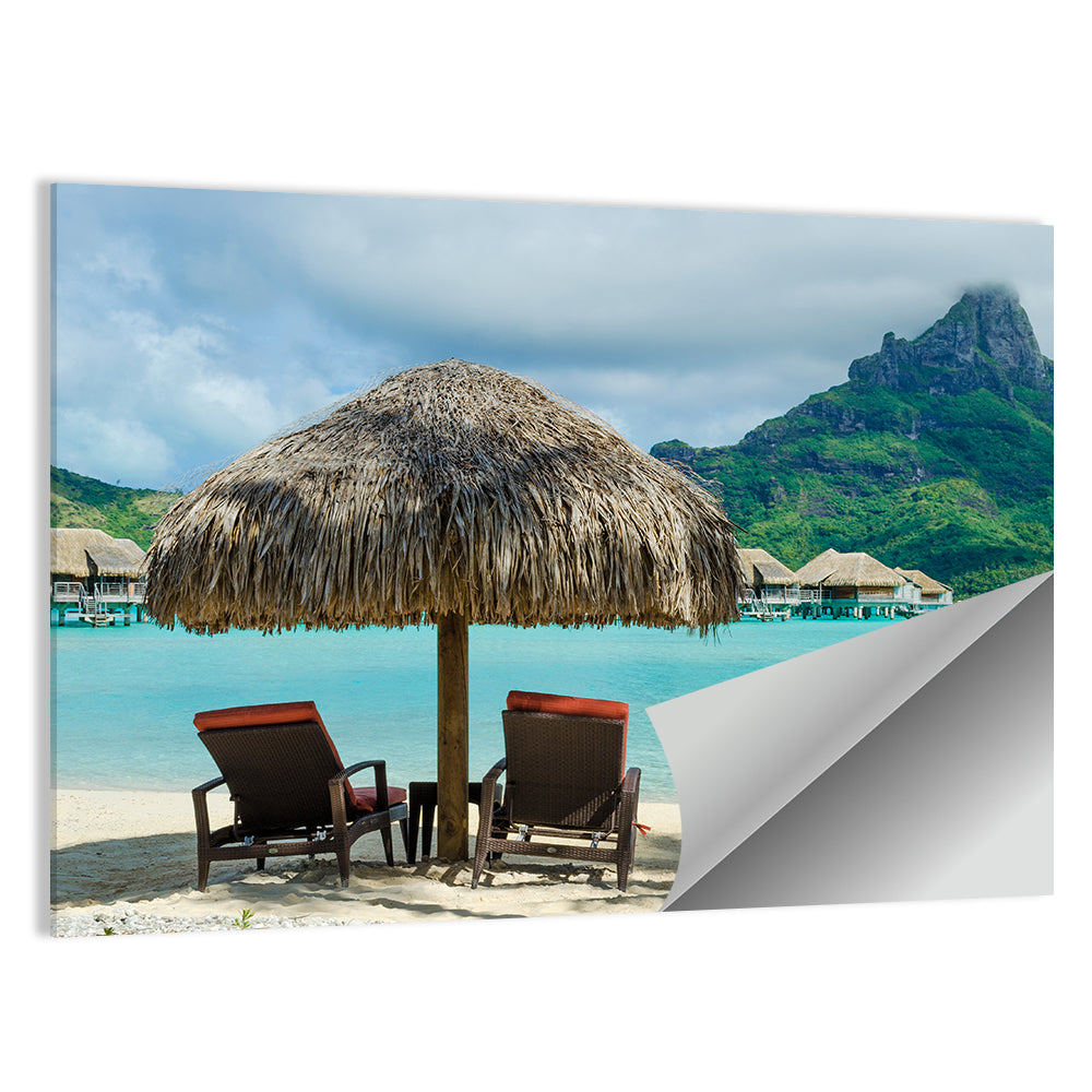 Bora Bora Lagoon with Thatched Umbrella Wall Art