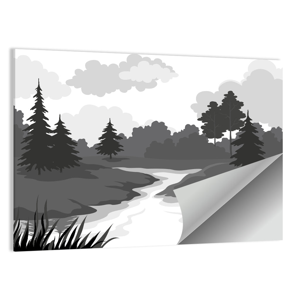 Winding River Silhouette Wall Art