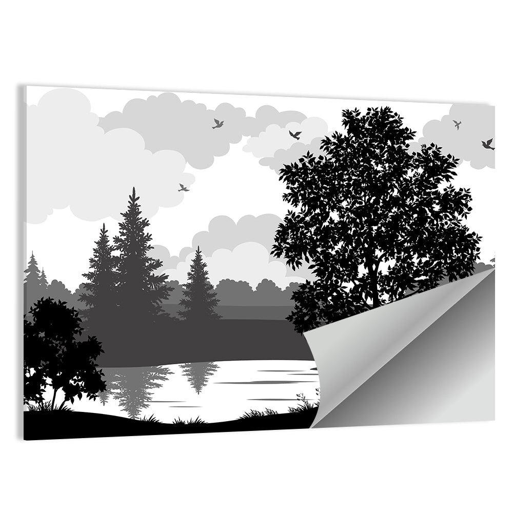 Lake Silhouette with Tree Wall Art
