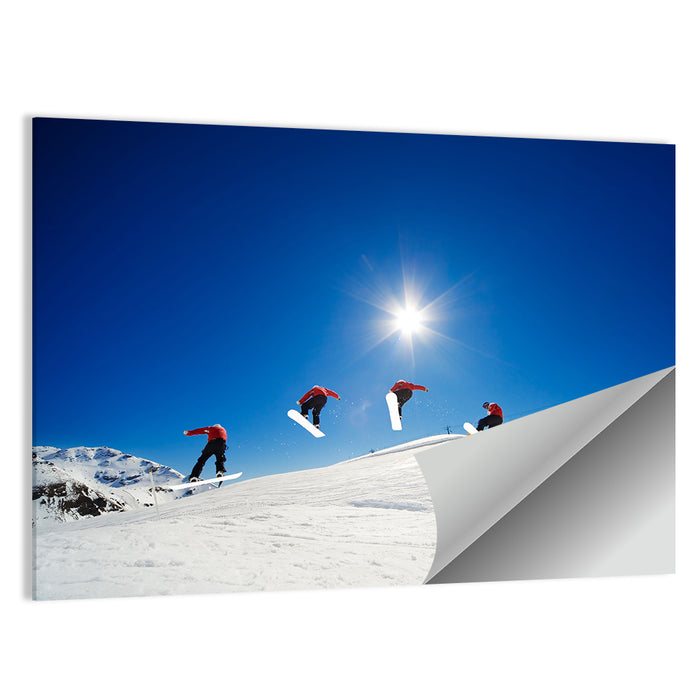 Snowboarder Jump Sequence Wall Art as a poster print