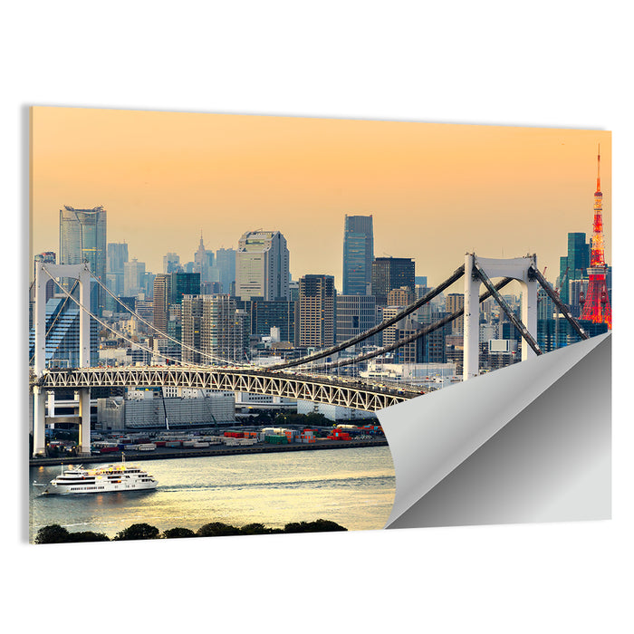 Rainbow Bridge and Tokyo Tower Skyline Wall Art as a poster print