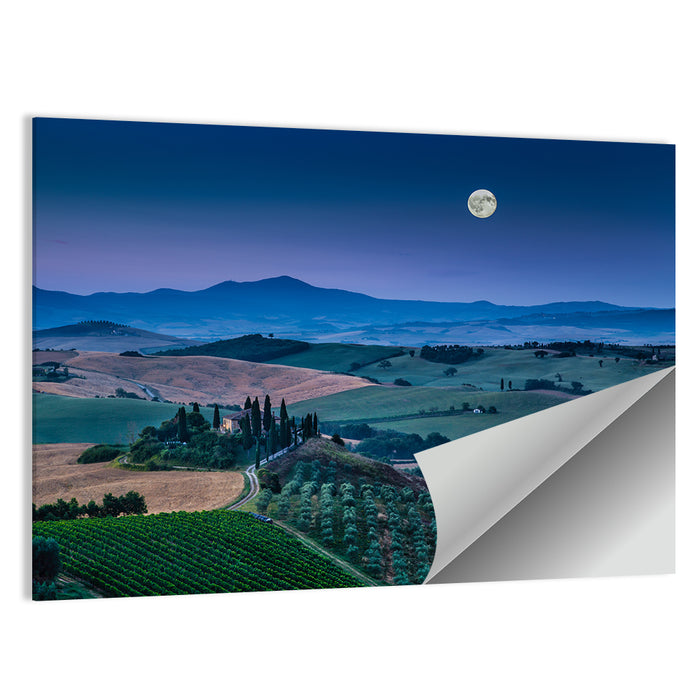 Moonlit Tuscan Hills Wall Art as a poster print