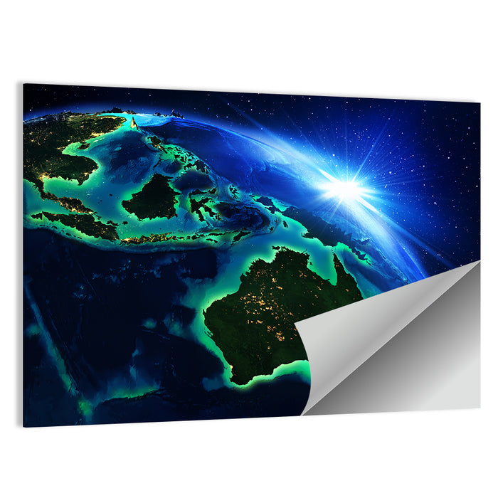 Australia and Indonesia from Space Wall Art as a poster print