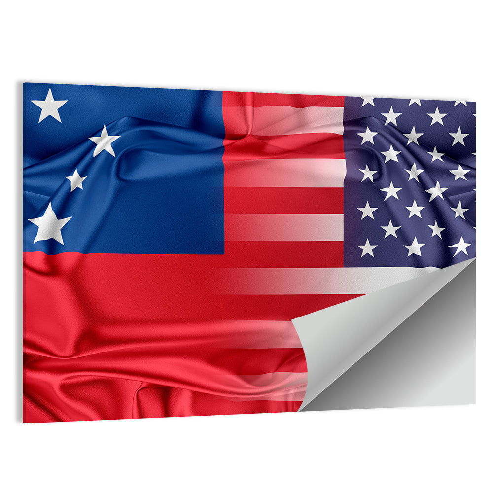 Samoa and USA Flag Blend Wall Art