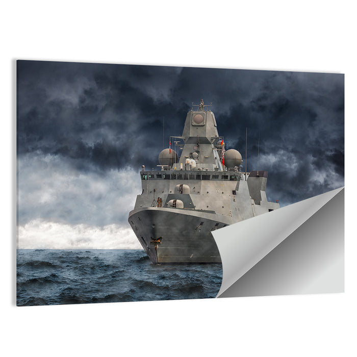Frigate in Stormy Sea Wall Art as a poster print