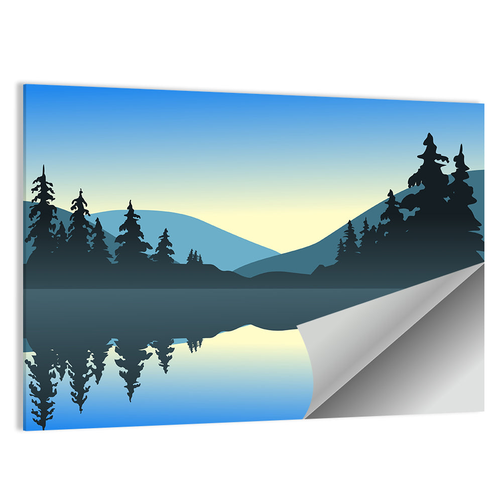 Cool Lake Reflection Illustration Wall Art