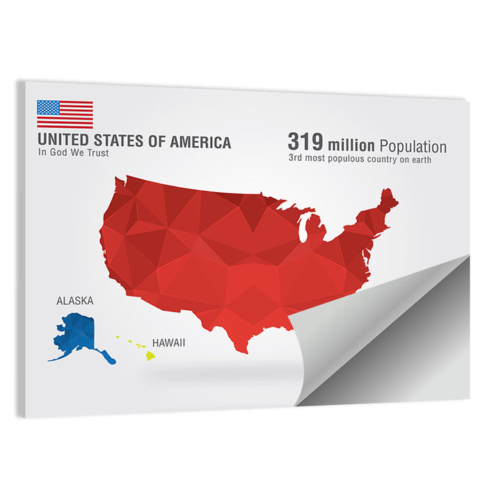 United States Geometric Map Wall Art as a poster print