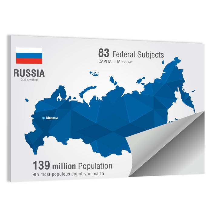 Geometric Map of Russia Wall Art as a poster print