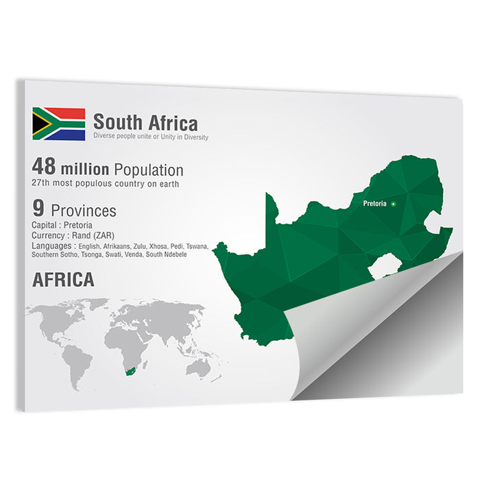 South Africa Geometric Map Wall Art as a poster print