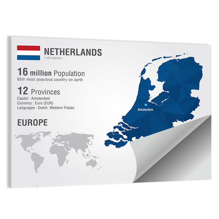 Netherlands Geometric Map Wall Art as a poster print
