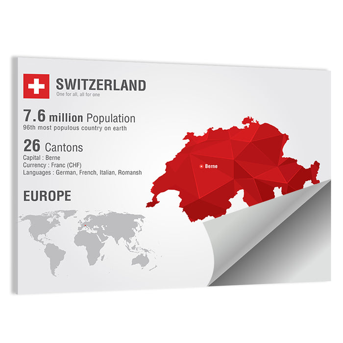 Switzerland Low-poly Map Wall Art as a poster print