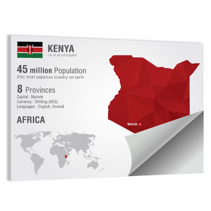 Geometric Map of Kenya Wall Art as a poster print