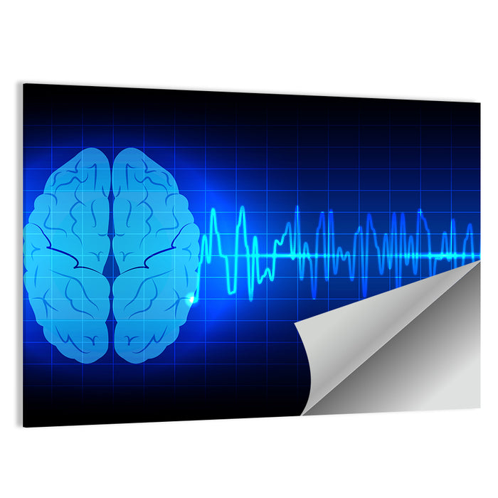 Glowing Brain Wave Visualization Wall Art as a poster print