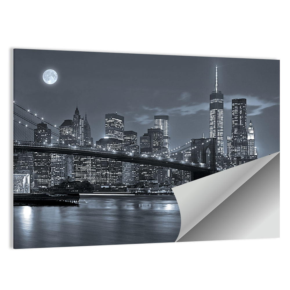 Brooklyn Bridge Night Skyline Wall Art