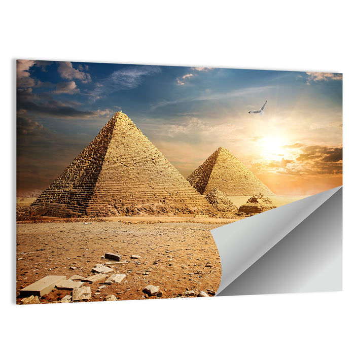 Giza Pyramids at Sunset Wall Art as a poster print