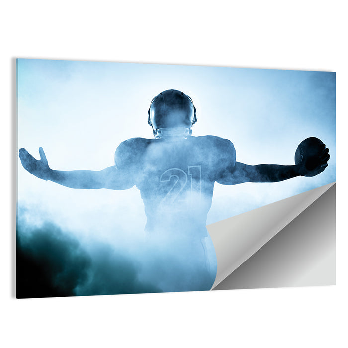 Number 21 Football Player in Fog Wall Art as a poster print