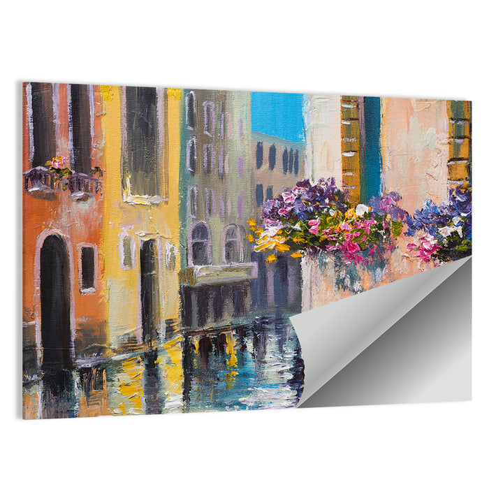 Venice Canal with Flower Boxes Wall Art as a poster print