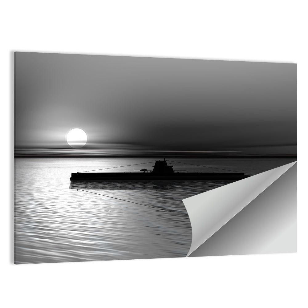 Submarine Silhouette at Dusk Wall Art