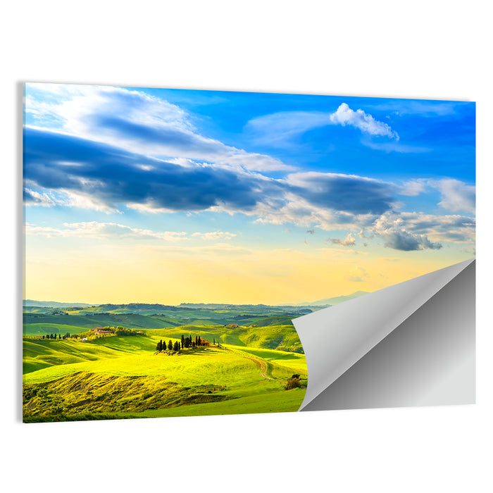 Cypress Farmhouse at Golden Hour Wall Art as a poster print