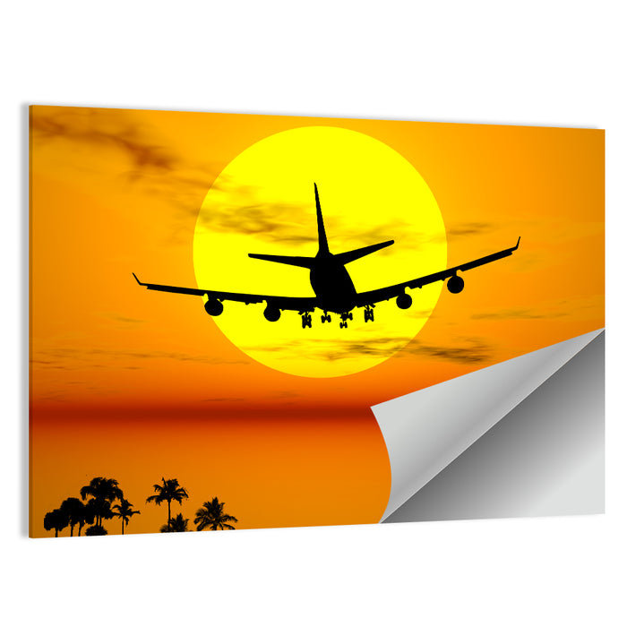 Airplane Silhouette at Sunset Wall Art as a poster print