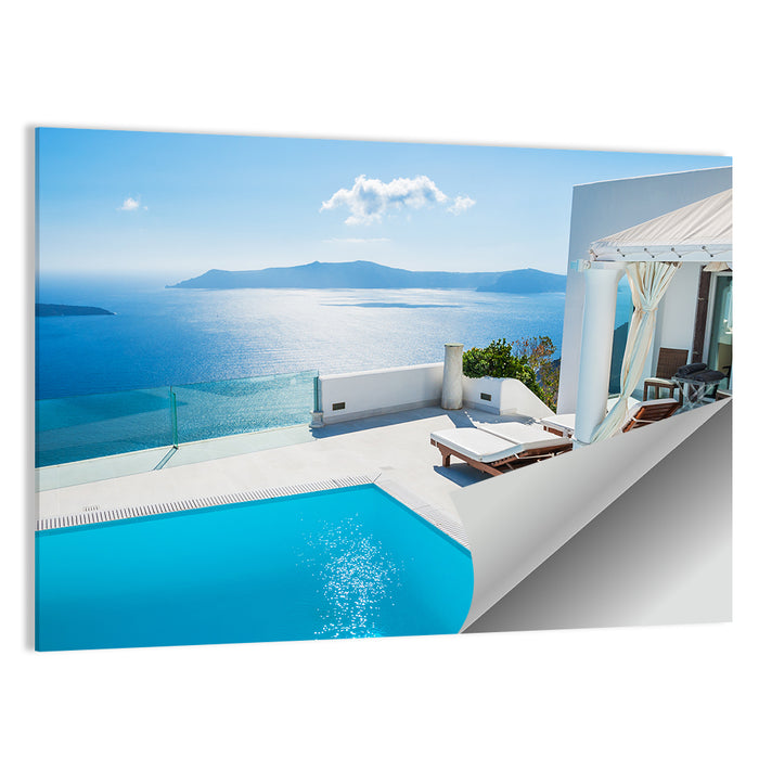 Santorini Pool Terrace View Wall Art as a poster print