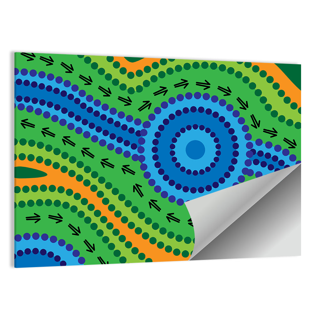 Aboriginal Dot Lake Illustration Wall Art