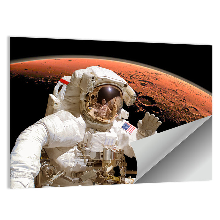 Astronaut with Gold Visor on Mars Wall Art as a poster print