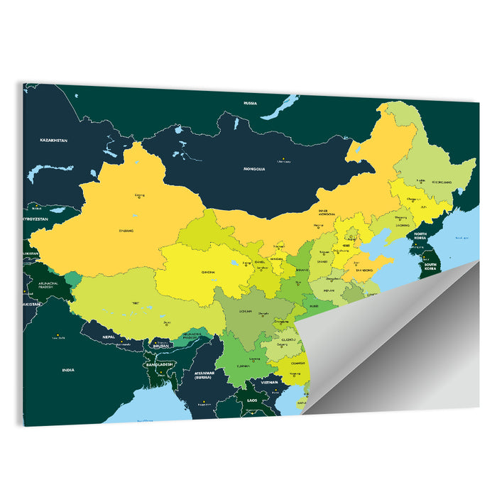 Political Map of China Wall Art as a poster print