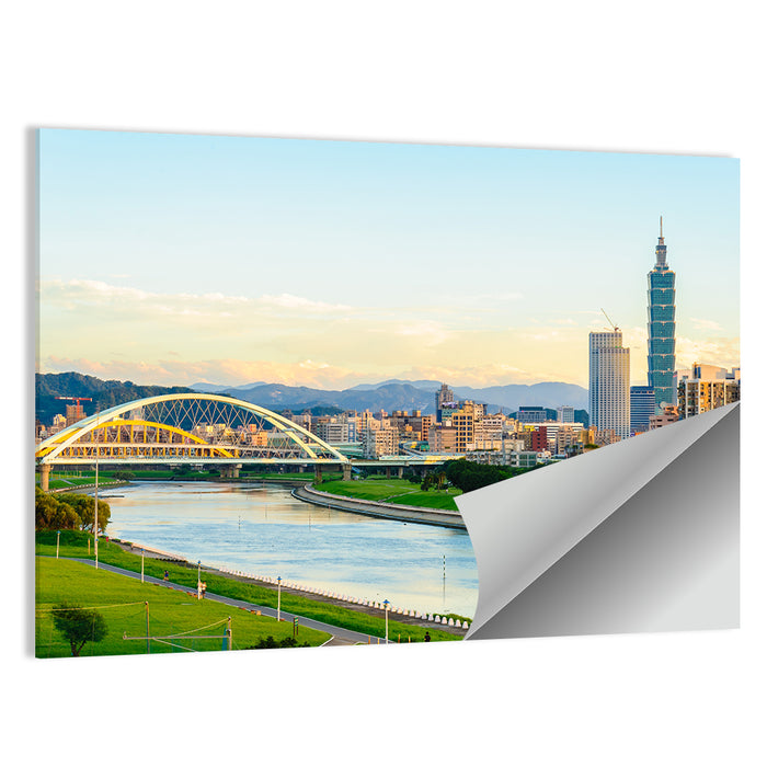 Taipei Skyline at Golden Hour Wall Art as a poster print