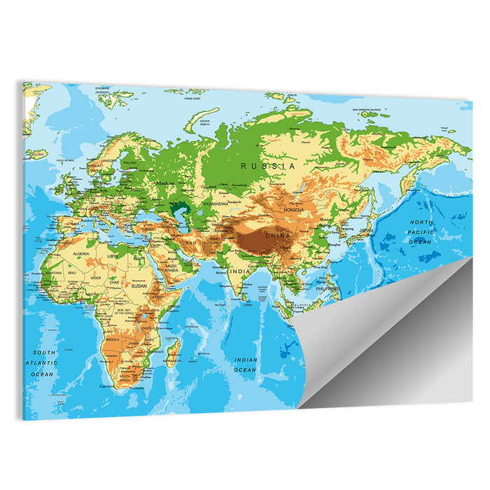 Physical World Map Wall Art as a poster print