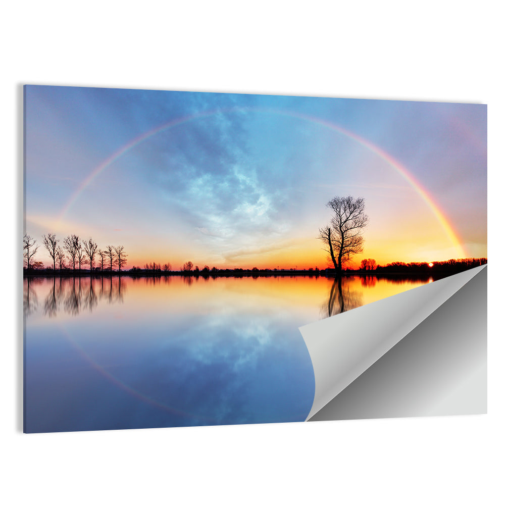 Rainbow Sunrise Over Lake Wall Art